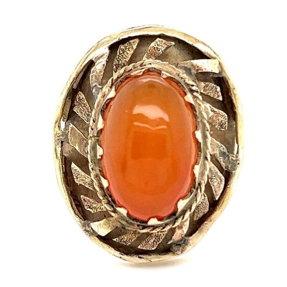 Estate Ladies 14k Gold Orange Gemstone Ring - Picture 1 of 13